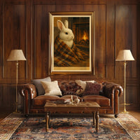 Cozy Bunny By The Fireplace Poster