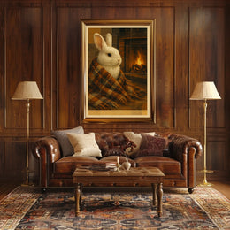 Cozy Bunny By The Fireplace Poster