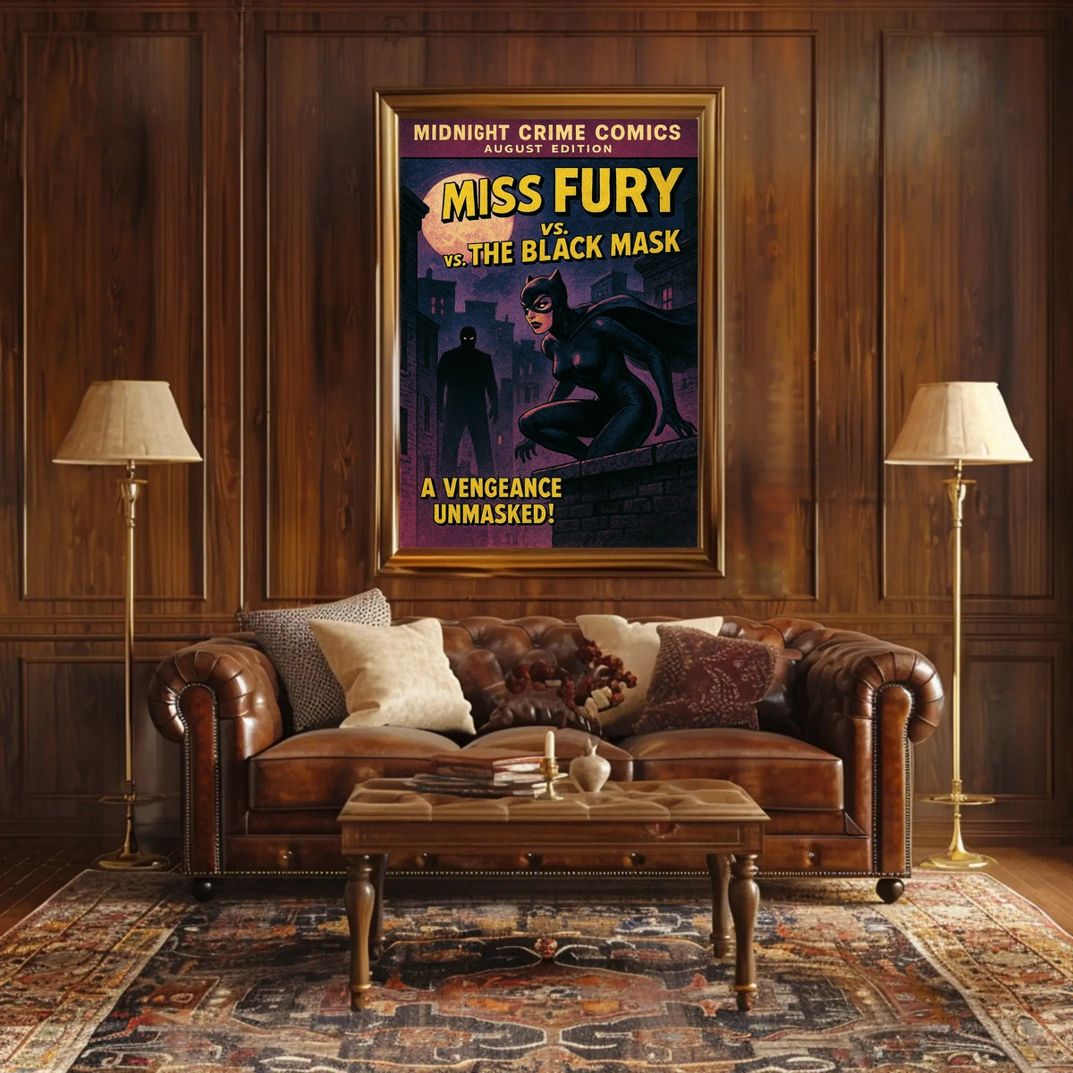 Miss Fury Vintage Comic Nighttime Adventure Pop Culture Poster
