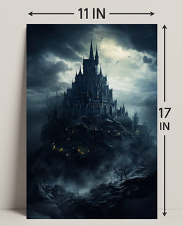 Mysterious Castle On A Stormy Night Poster