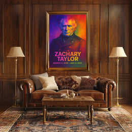 Zachary Taylor 12th President of the United States Neon Gradient Overlay Poster