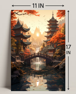 Tranquil Autumn In A Japanese Garden Poster