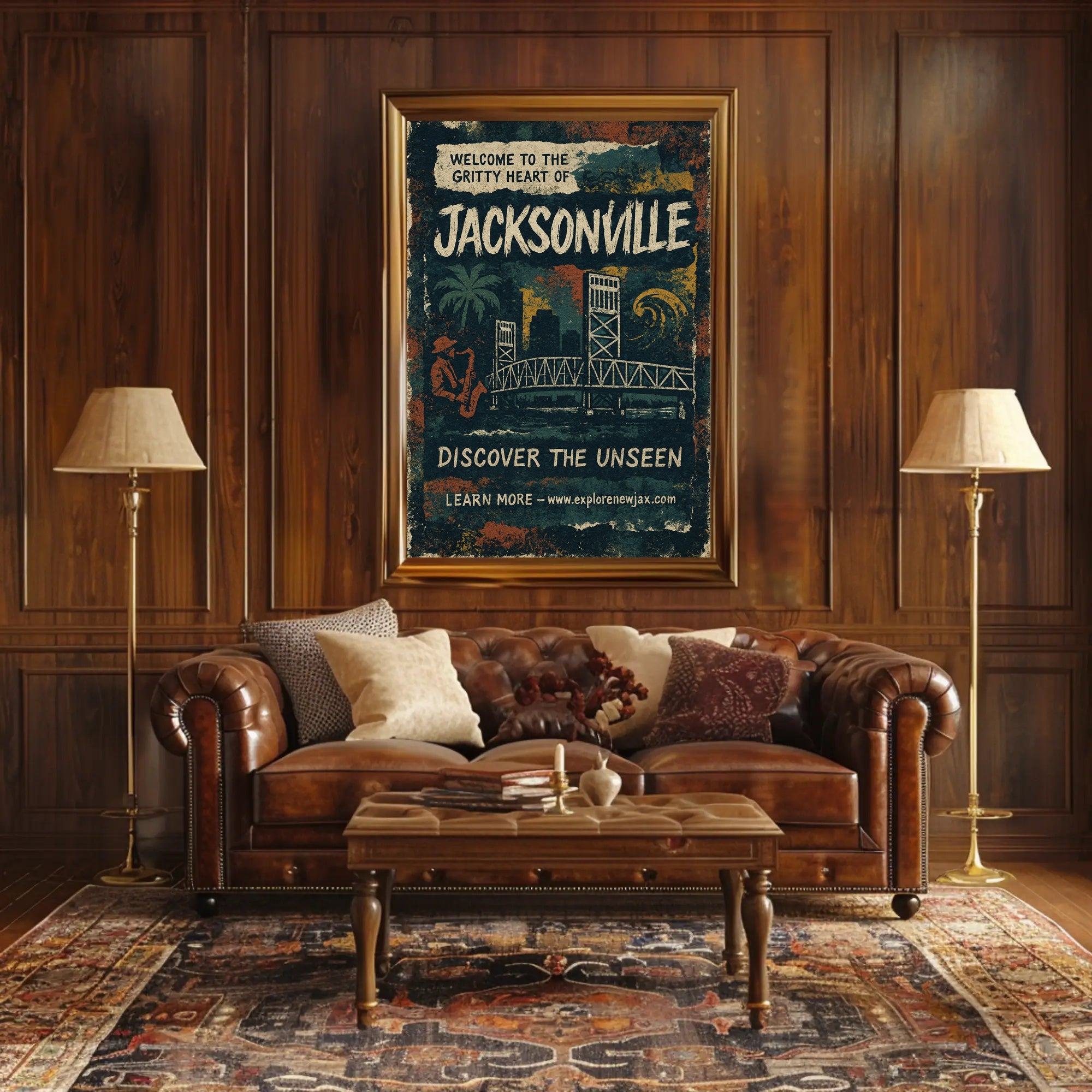 Welcome to Jacksonville Urban Cityscape Poster PosterGoat