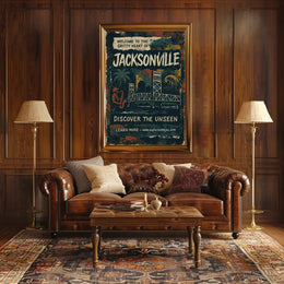 Welcome to Jacksonville Urban Cityscape Poster PosterGoat