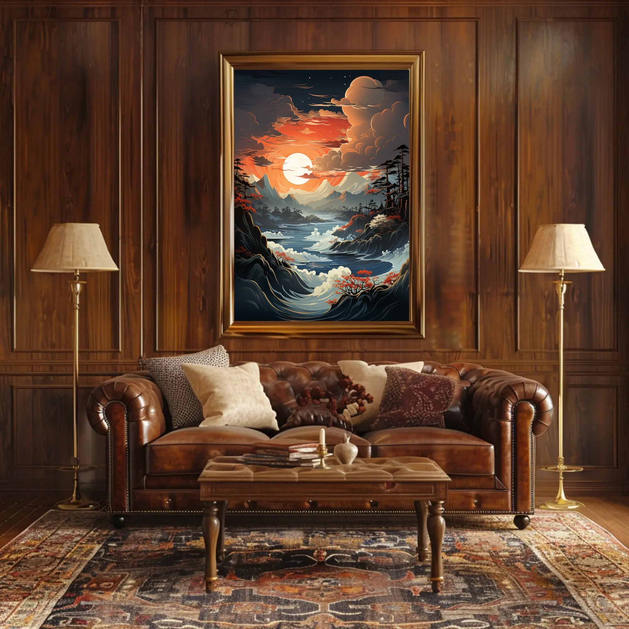 Serene Sunset Over Majestic Waters Poster PosterGoat