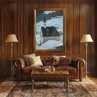 Winter Chapel in the Mountains Poster
