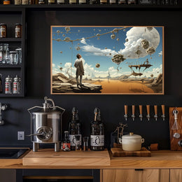 Surreal Fantasy Landscape with Floating Rock Formations Poster