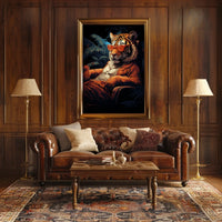 Stylized Tiger in Tropical Paradise Animal Poster