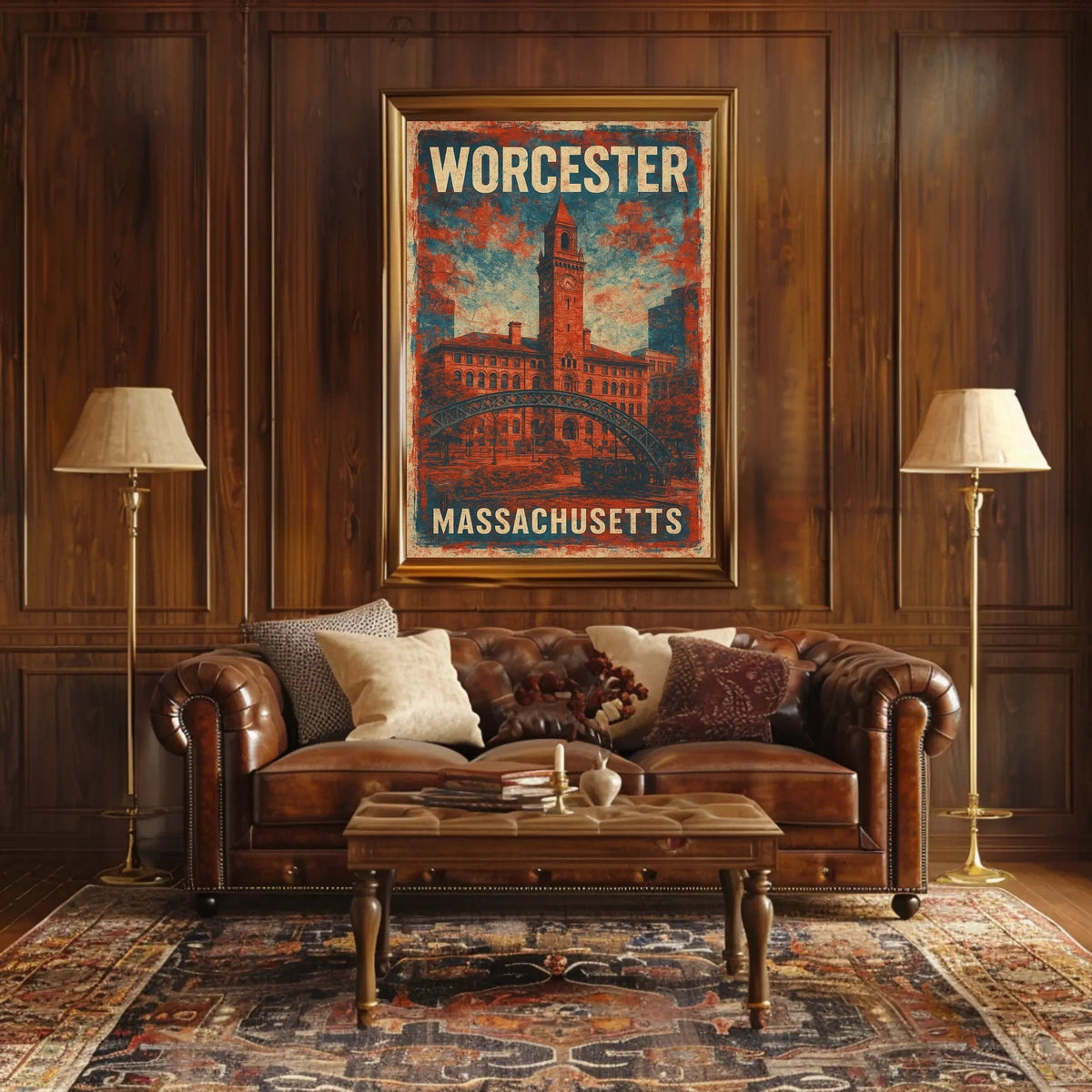Worcester Massachusetts Skyline Minimalist Travel Poster