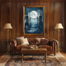 Mysterious Moonlit Gate Scene Artistic Poster