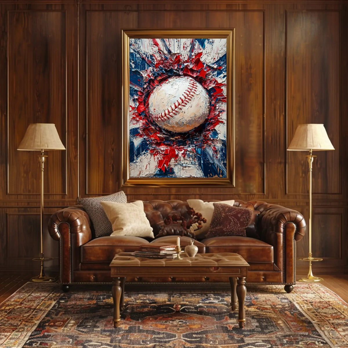 Baseball Themed Abstract Art For Sports Decor Poster