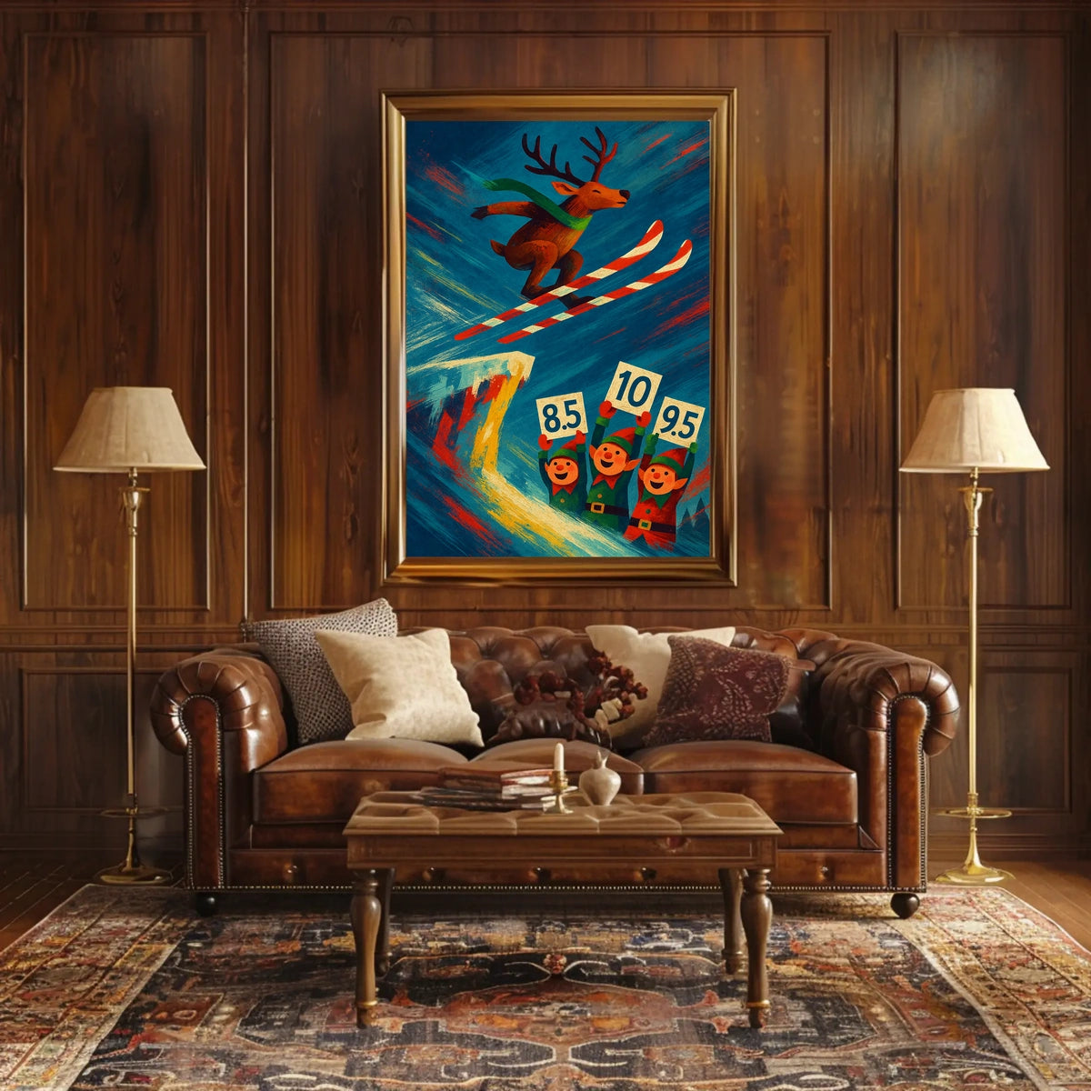 Reindeer Ski Jump Spectacle Poster