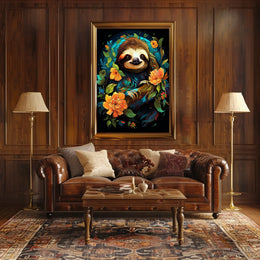 Enchanted Sloth In Bloom Poster