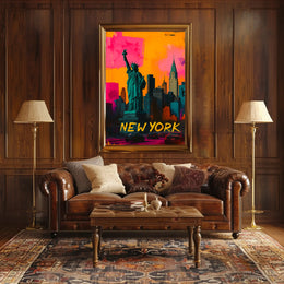 Statue of Liberty Pop Art Urban Cityscape Poster