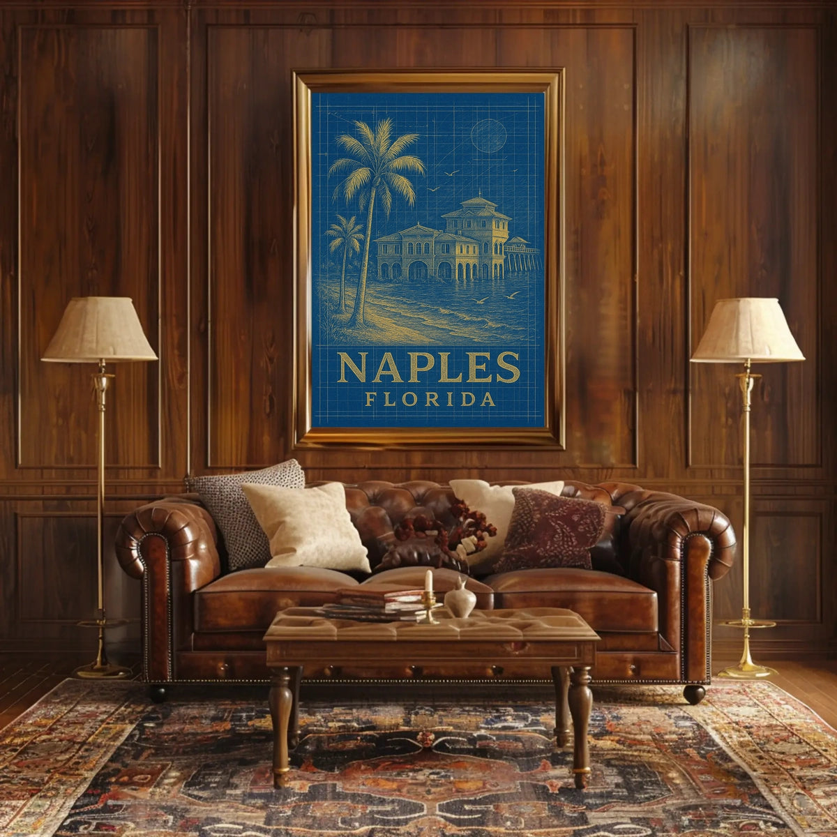 Naples Florida Poster Palm Trees Beach Vibe Wall Art