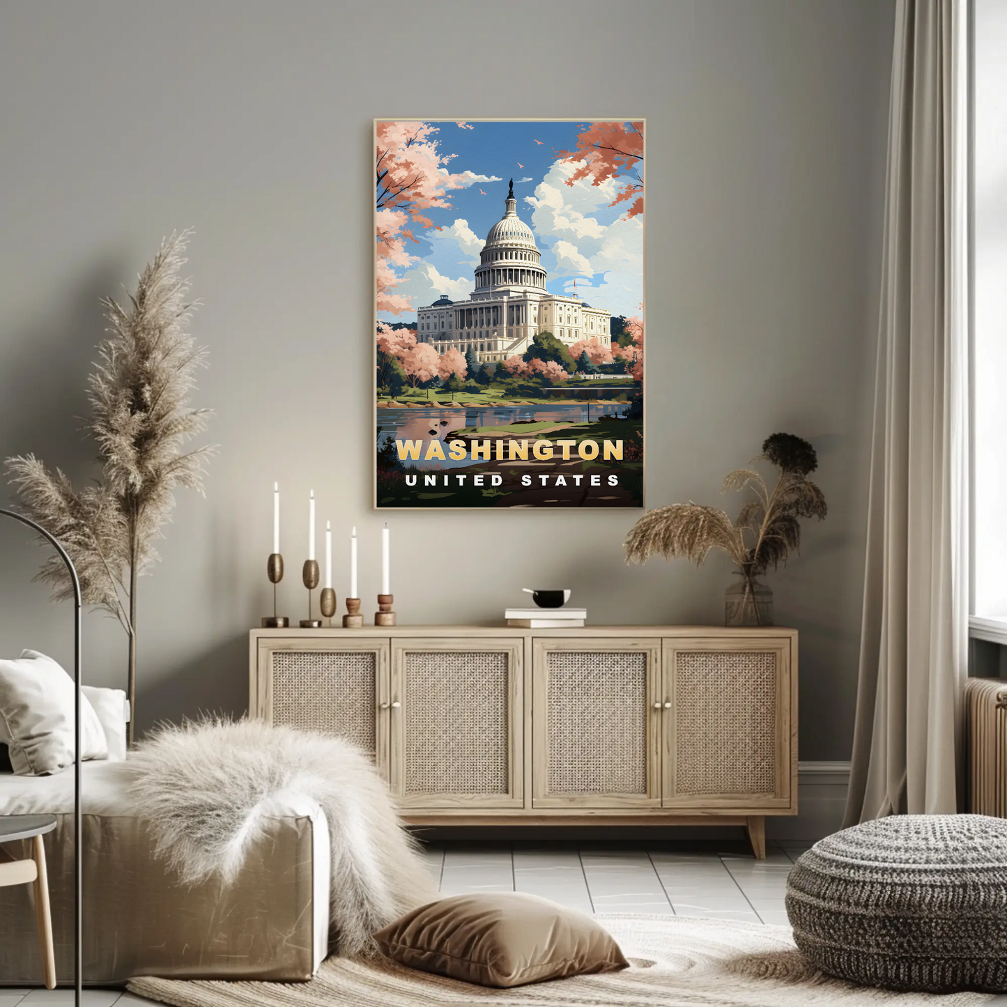 Washington DC United States Capitol Spring Vintage Travel Poster