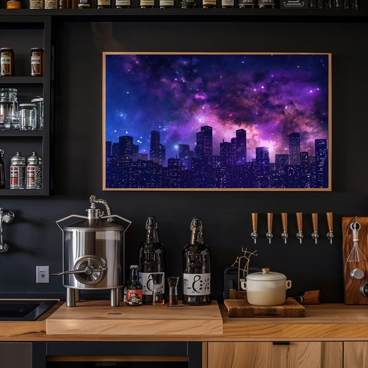 Cityscape Under the Stars Poster