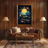 Celestial Harmony Moonlit Forest Poster