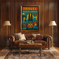Kuala Lumpur Adventure Retro Travel Poster