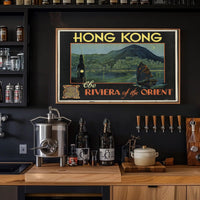 Vintage Hong Kong Poster with Night Skyline PosterGoat