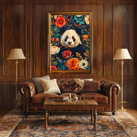 Panda in Bloom: Artistic Harmony Animal Poster