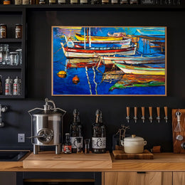 Colorful Boats on Tranquil Waters Poster