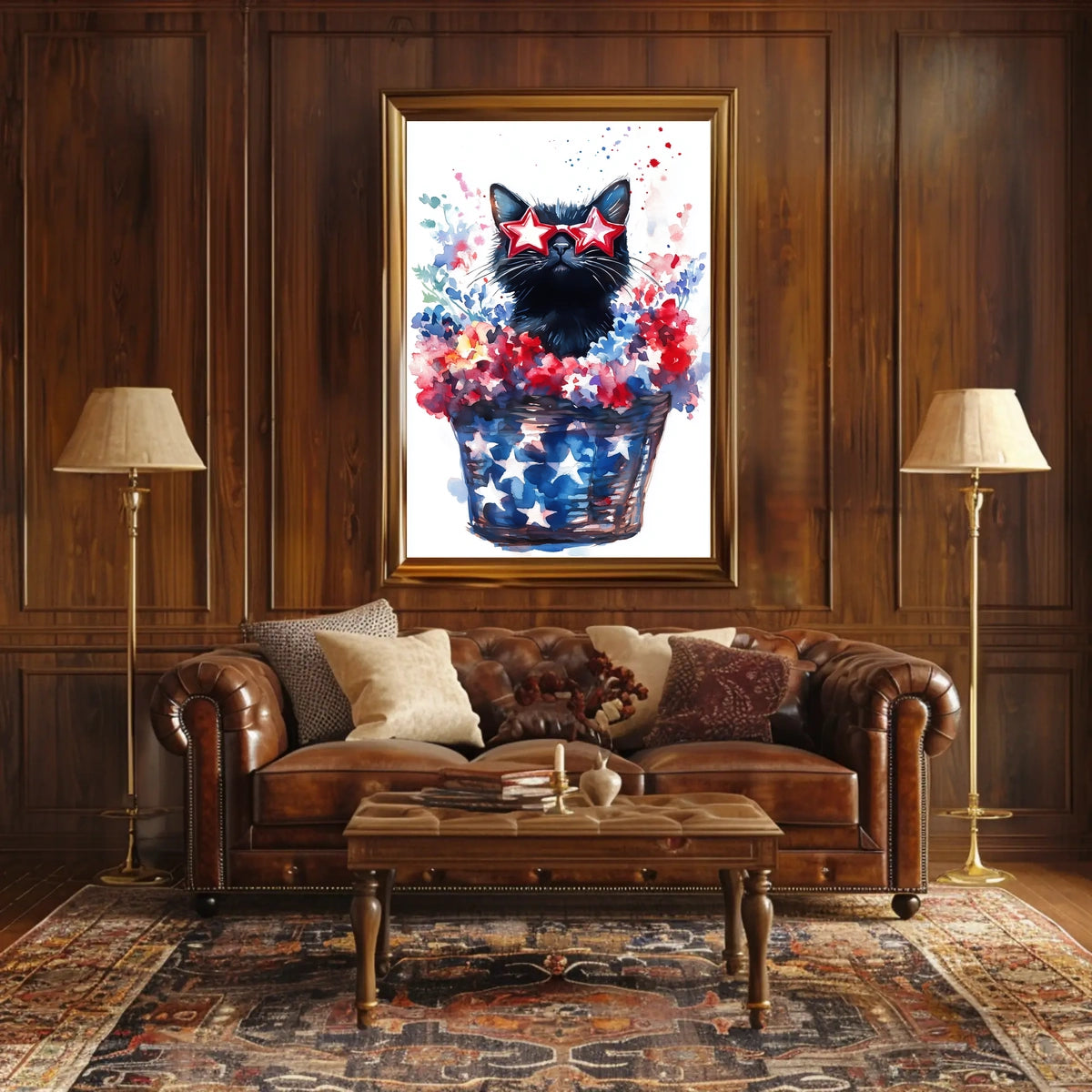 Black Cat With Star Shaped Sunglasses American Poster