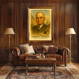 Harry S. Truman 33rd President of the United States Vintage Watercolor Poster