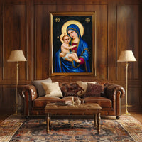 Iconic Mother Mary Holding Jesus Poster