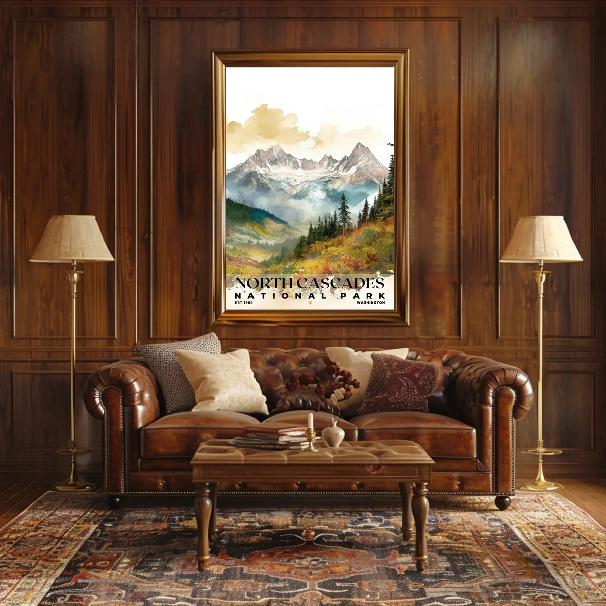 North Cascades Watercolor Wall Art Poster