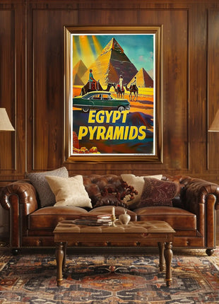 Iconic Pyramids of Egypt Vintage Travel Poster