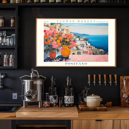 Positano's Vibrant Scenic View: Travel Poster