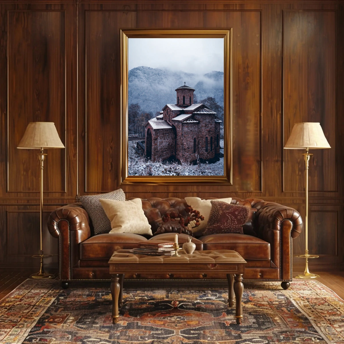Winter Serenity At A Stone Chapel Poster
