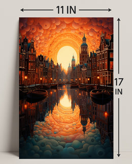 Dreamscape Canal At Sunset Poster