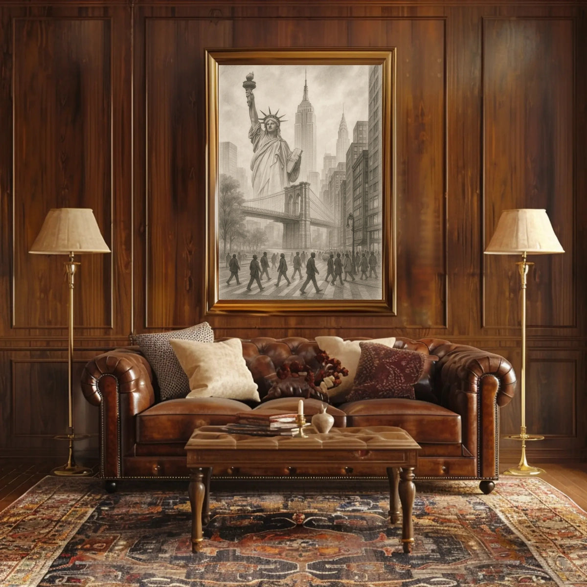 Surreal New York City Illustration Poster Vintage Wall Art