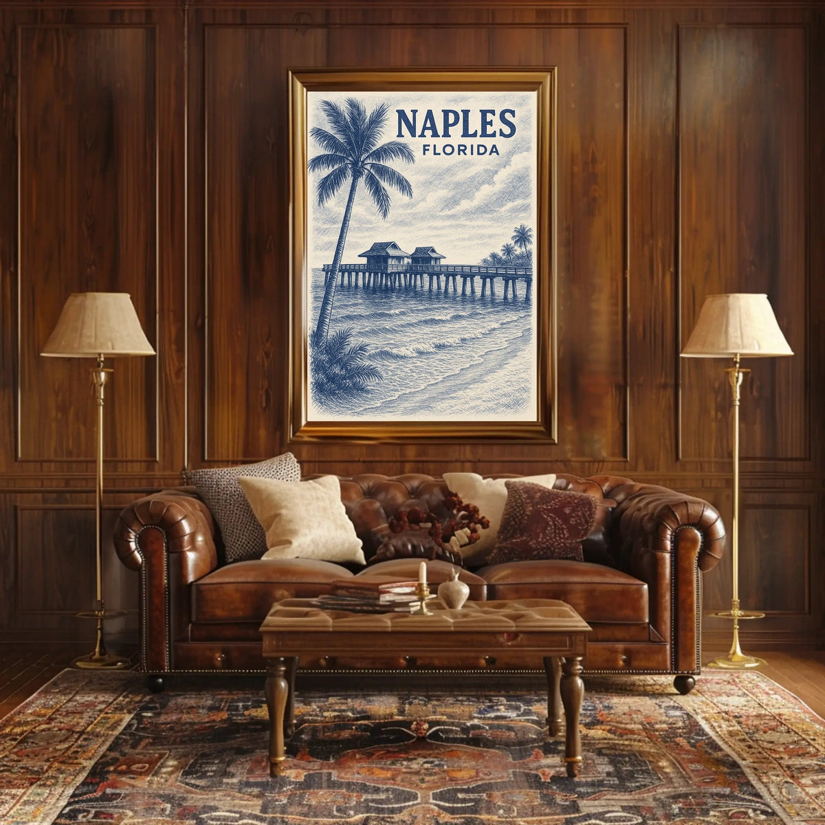 Naples Florida Poster Coastal Wall Art 18x24 Inches