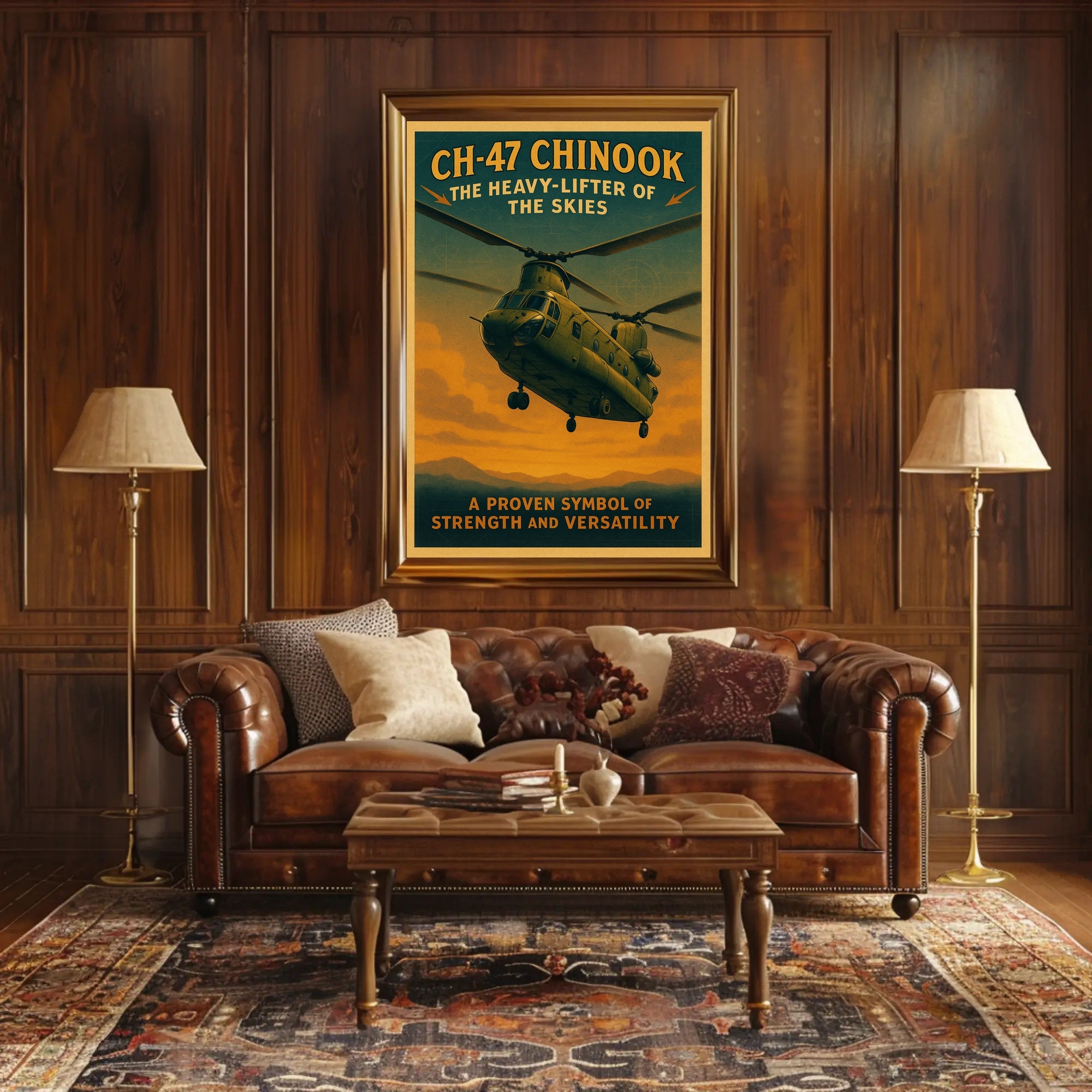 CH-47 Chinook Vintage Aviation Poster PosterGoat