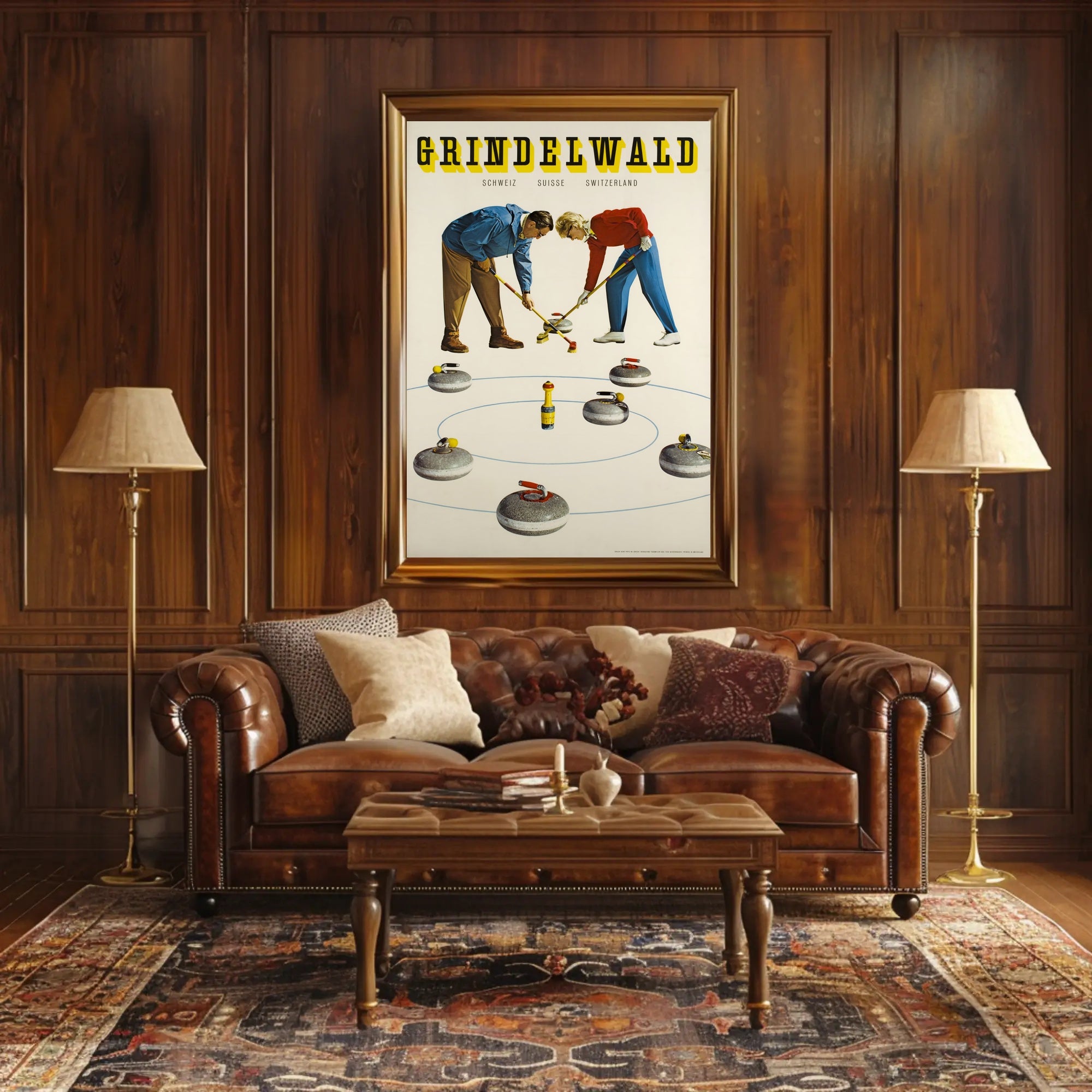 Grindelwald Curling Poster PosterGoat