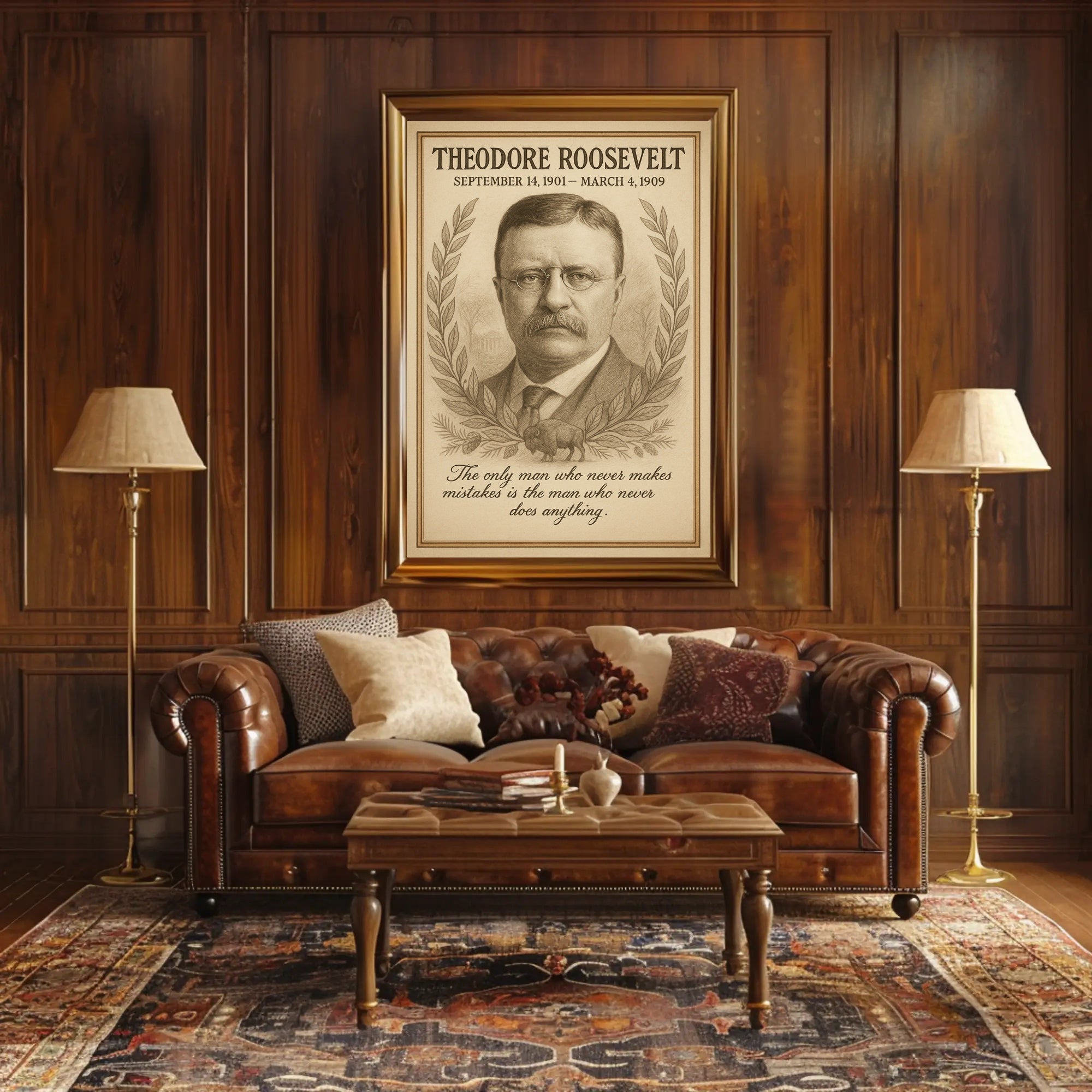 Theodore Roosevelt President Sketch Poster 1901 1909 Vintage Wall Art Print PosterGoat