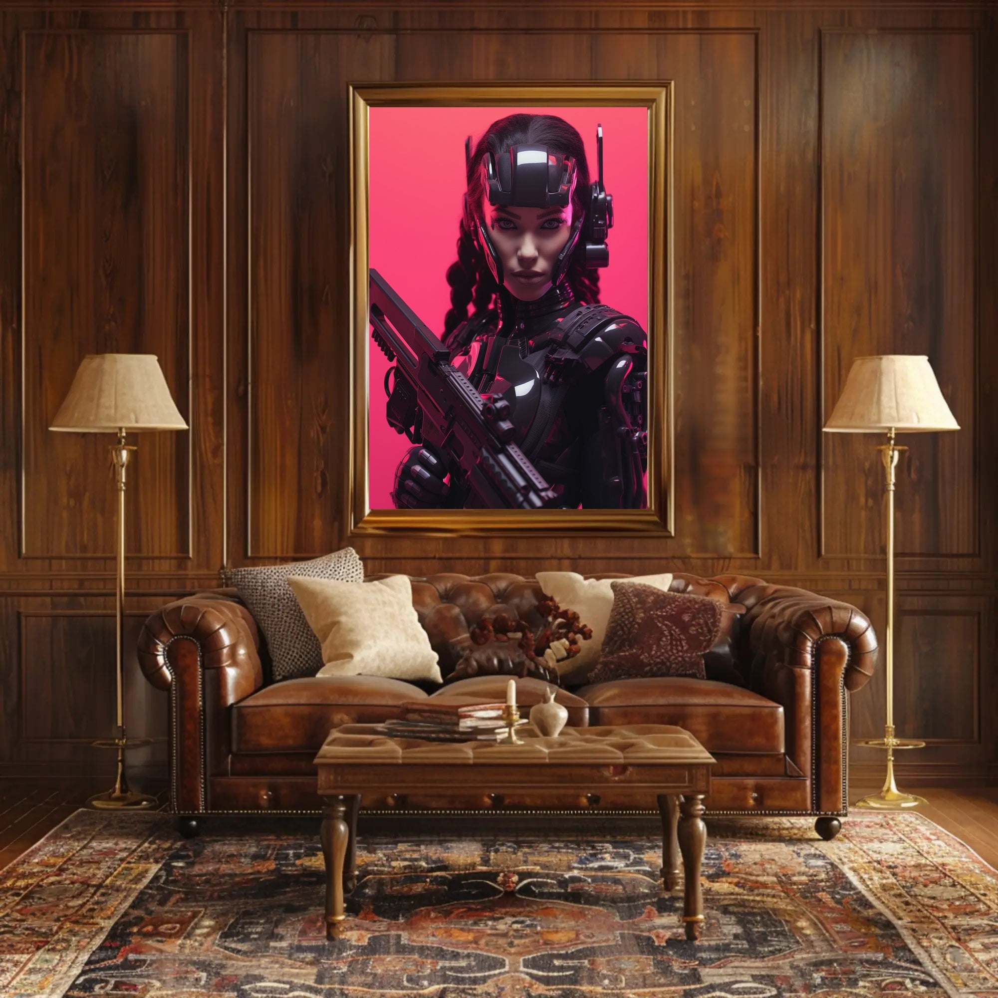 Cybernetic Warrior in Futuristic Sci-Fi Poster