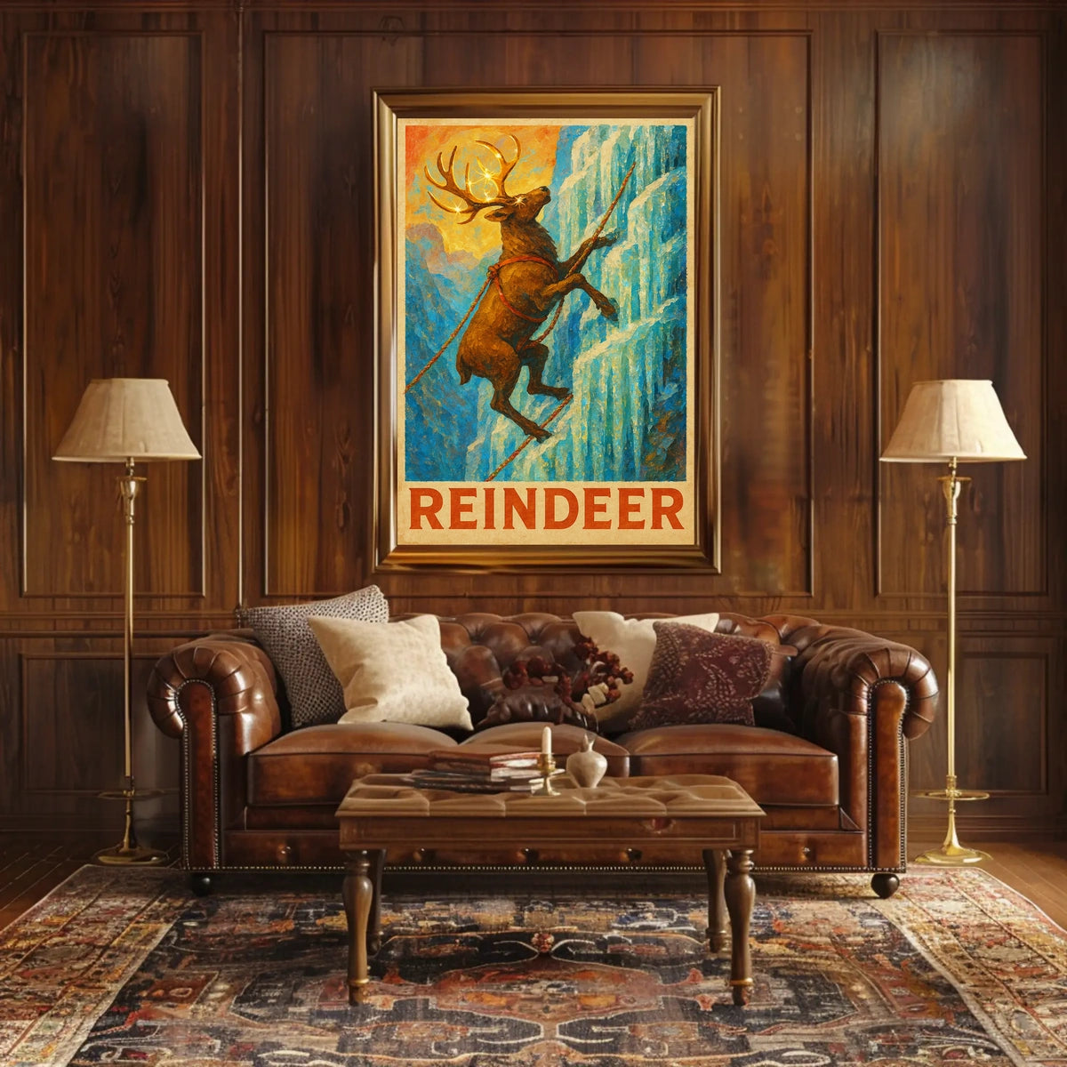 Reindeer Climbing Adventure Fantasy or Mythology Poster