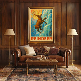 Reindeer Climbing Adventure Fantasy or Mythology Poster