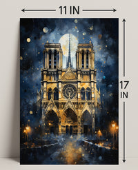 Gothic Splendor Notre-Dame At Night Poster