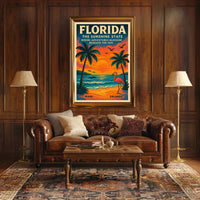 Florida Vintage Travel Poster Wall Art Print