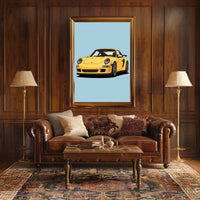 Yellow Sports Car Illustration Poster PosterGoat