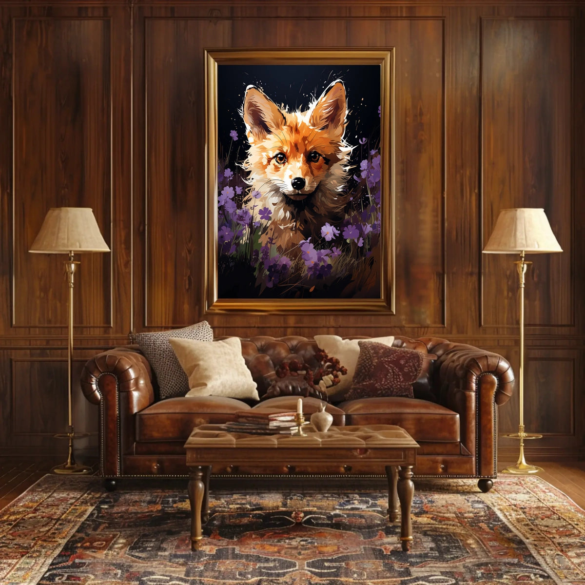 Vivid Fox in Enchanting Floral Wonderland Poster