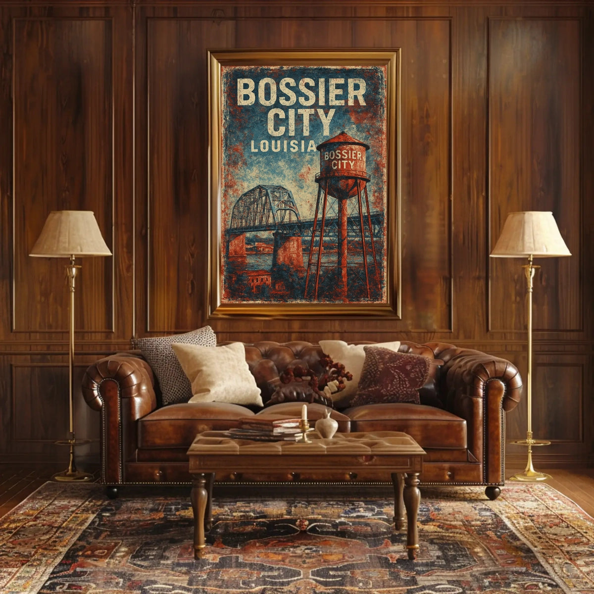 Bossier City Louisiana Scenic Wanderlust Cityscape Heritage Decor Collectible Souvenir Wall Art Poster