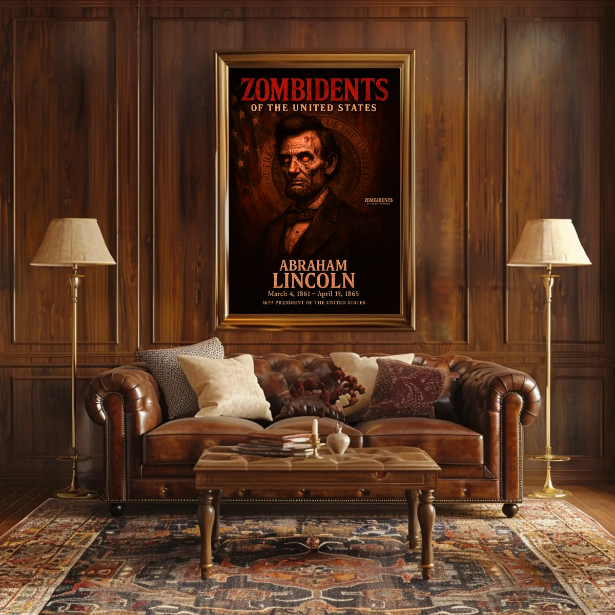 Abraham Lincoln 16th President of the United States Zombidents Poster Series