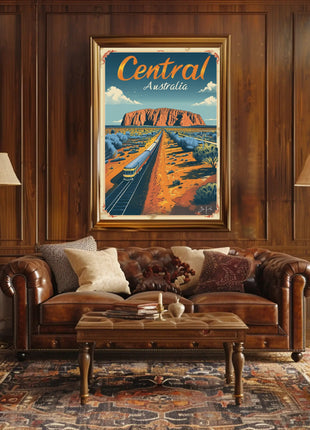 Uluru Australia Vintage Travel Adventure Poster
