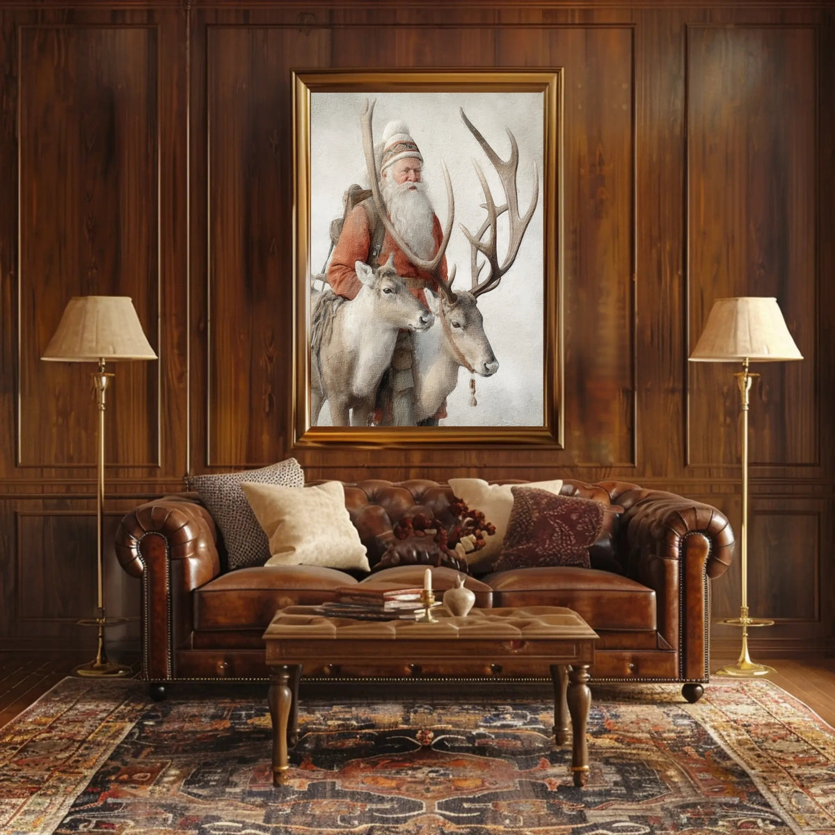 Winter Wanderer With Reindeer Poster
